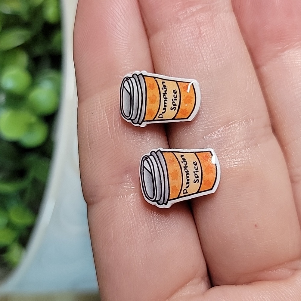 Pumpkin Spice Coffee To Go Stud Earrings